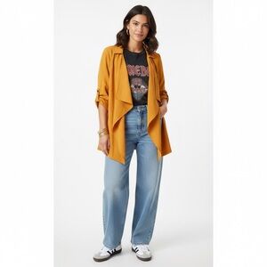 Milk & Honey $33 NWT Casual Friday Mustard Yellow Waterfall Blazer L P2P 21-22”